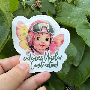 Cranial Helmet Stickers - Cuteness Under Construction, Baby Helmet Decoration, Orthotic Helmet Sticker, Cranial Helmet Decals