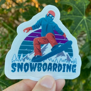 Snowboarding Sticker, Hit the Slopes,  Ski Lover Stickers, Snowboarder Laptop, Gift For Snowboarder, Snowboard Gift Snow Board Art, Snow