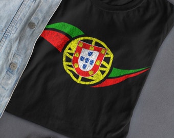 Koszulka Portugalska, Koszulka Portugalska, Koszulka Portugalska Podróżna, Portugalska Amerykańska Flaga Portugalska Piłka Nożna Portugalia Flaga Mapa Zniszczona
