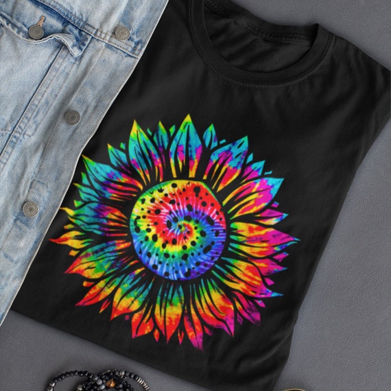 Tye Dye Shirt Tye Dye Sunflower Tshirt Tye Die Kleding Achtergrond Zonnebloem Shirt Zonnebloem Decor Zonnebloem Geschenken Tuin Outdoor Etsy Nederland