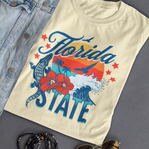 Florida Shirt, Florida Girl Water Stickers Florida State Vacation Tshirt Vintage Florida Tee Trendy Beach Florida Paradise Girls Trip State