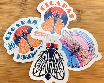 Cicada Stickers, Cicadas Invasion Brood X 2021 Cicadas Sticker 17 Year Cicada Fly Eastern USA Emergence Entomologist Gift Cicada Watch 2021