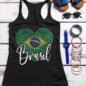 Brasil Tank, Brasilian Shirt, Brazil Travel, Brasilian American Brasilian Flag Football Brasileira Brazilian Women Pride Racerback Tank
