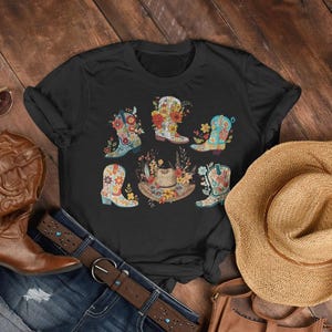 Cowgirl Boots Shirt, Cowgirl Hat, Country Concert Tee, Western Tee for Women, Cute Country Shirts, Cowgirl Shirt, Western Cowgirl Hat Gift