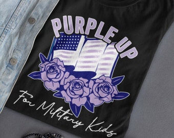 Paars omhoog voor militair kindershirt, militair kindert-shirt militair kind sterk kind maand militaire kindermaand militaire moederwaardering