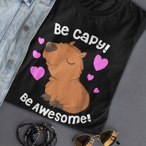 Cute Capybara Shirt, Capybara Plush Gift Tshirt, Capybara Art Gift for Capybara Lover, Capybara Print Tops and Tees, Birthday Gift for Girls