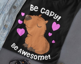 Cute Capybara Shirt, Capybara Plush Gift Tshirt, Capybara Art Gift for Capybara Lover, Capybara Print Tops and Tees, Birthday Gift for Girls