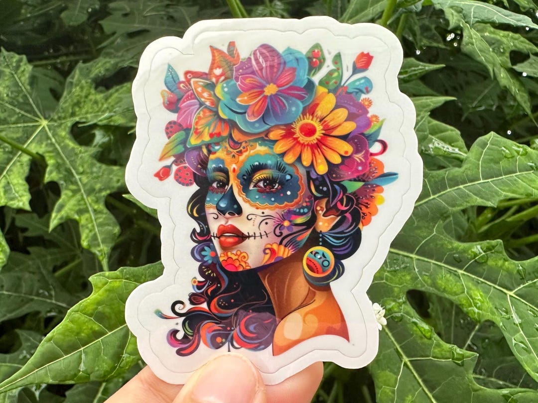 Calabera Sticker Dia De Los Muertos Sticker: Mexican Folk Art Calavera, Gothic Style - Etsy
