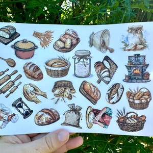 Sourdough Sticker Sheet, Baking Stickers, Baker Bread Making Enthusiast, Sourdough Art, Foodie Bread Jar Junk Journals Planners Scrapbooking