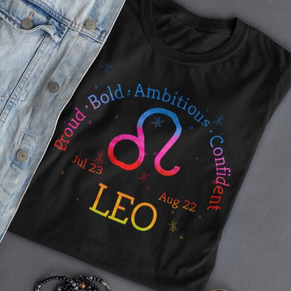 Leo Zodiac Shirt, Gift for Leo Sign Astrology Reading Constellation Tshirt Personalized Birthday Shirt Gift for August Birthday Birthstone