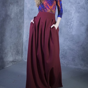 Maxi Skirt, Burgundy Skirt, Rust, High Waist Skirt, Women Skirt, Edwardian Clothing, Boho Maxi Dress, Trendy Plus Size Clothing, Romantic