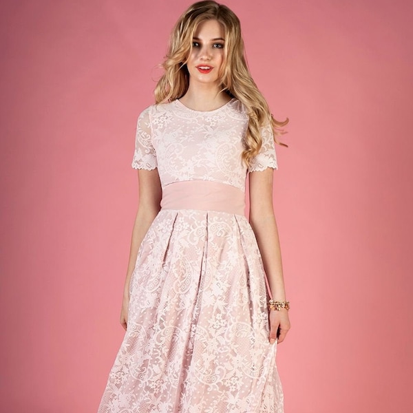 Blush rosa Hochzeitskleid, Brautkleid aus Spitze, Maxi-Hochzeit, formelles Hochzeitskleid, Brautkleid, Boho-Hochzeitskleid, Sommerhochzeit