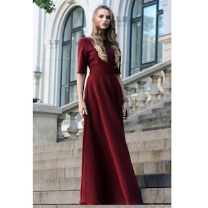 Winter Dress, Plus Size Maxi Dress, Bridesmaid Dress, Burgundy Dress, Rust, Women Dress, Oversized Dress, Fashion Dress, Red Dress, Ball