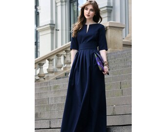 Navy Blue Dress - Etsy