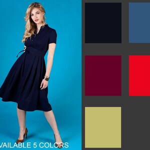 Vestido azul escuro, vestido de linho, vestido de verão, roupas de linho, vestido plus size, vestido na altura do joelho, vestido de linho tipo camisa, vestido justo e evasê