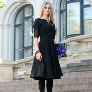 Plus Size Clothing, Black Cocktail Dress, Womens Black Dress, Formal Dress, Midi Dress, Summer Dress, Elegant Black Dress, Evening Dress image 1