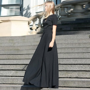 Maxi Dress, Black Dress, Gothic Clothing, Vampire Dress, Women Dress, High Waist Dress, Minimalist Dress, Long Dress, Women Winter Dress image 1