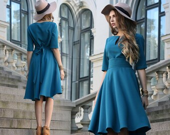 Hochzeitsgast Kleid, Frauen Kreis Kleid, Plus Größe Kleidung, Brautjungfer Kleid, Pinup Kleid, Frauen Formelle Kleidung, Oversize Kleid, Gürtel Kleid