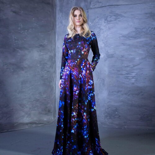 Floral Dress Long Dress Blue Dress Long 