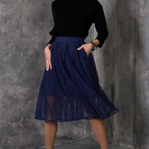 Maxi Skirt, Dark Blue Lace Skirt, Vintage Skirt, High Waist