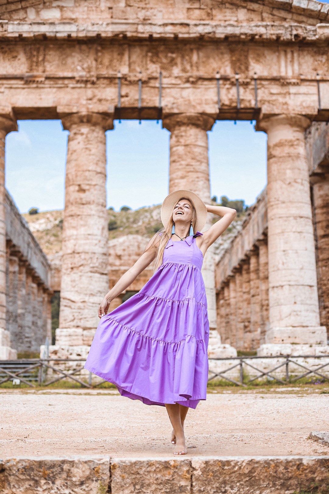 Lavender Lilac Dress, Summer Cotton Dress, Maxi Women Dress