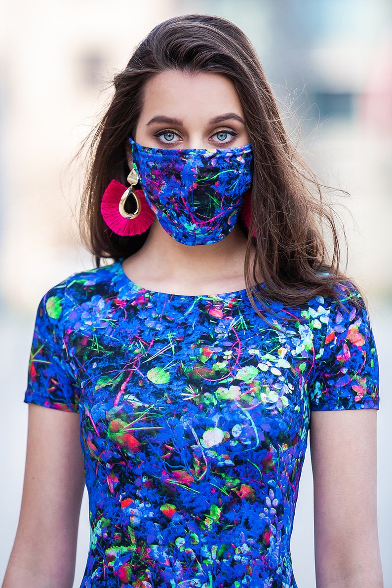 Matching Dress Outfit Matching Mask With Dress Guntina Blue Outfit Summer Outfit Plus Size Clothing Mask Outfit Women Dress With Mask