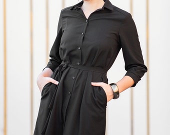 chinese dress ladies Knot So Basic Shirt Dress Black / Medium