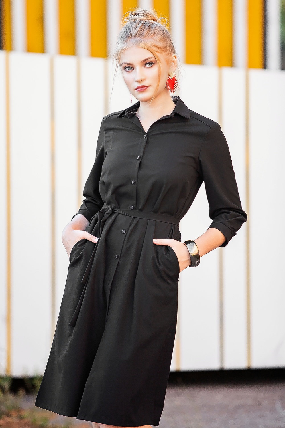 casual black shirt dress Black Shirt Dress, Women Shirt Dress, Plus Size Dress, Collar Dress, Office Dress, Plus Size Clothing, Black Dress, Occasion Dress, Guntina