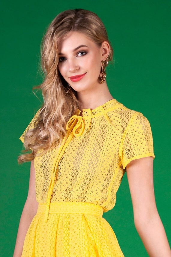 Yellow summer blouse hotsell
