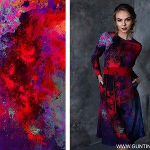 Sukienka midi, sukienka formalna, sukienka damska, sukienka plus size, sukienka abstrakcyjna, sukienka z długim rękawem, sukienka koktajlowa, sukienka z nadrukiem, odzież plus size