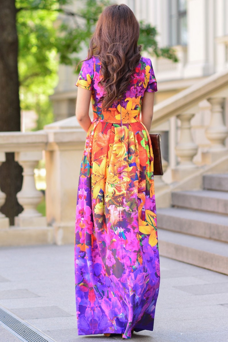 Floral Dress Colorful Dress Maxi Dress Summer Dress Purple - Etsy