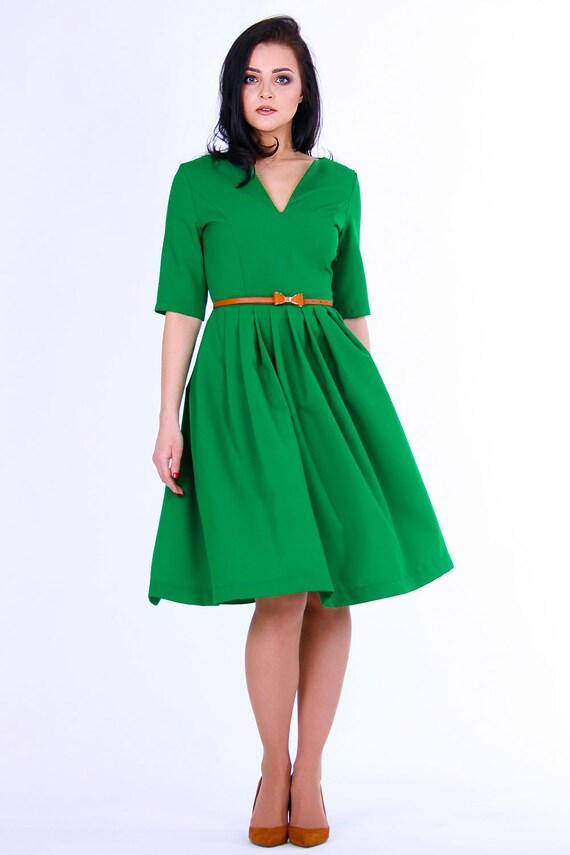Swing Dress Full Dress Maxi Tunic Green Midi Dress Plus | Etsy