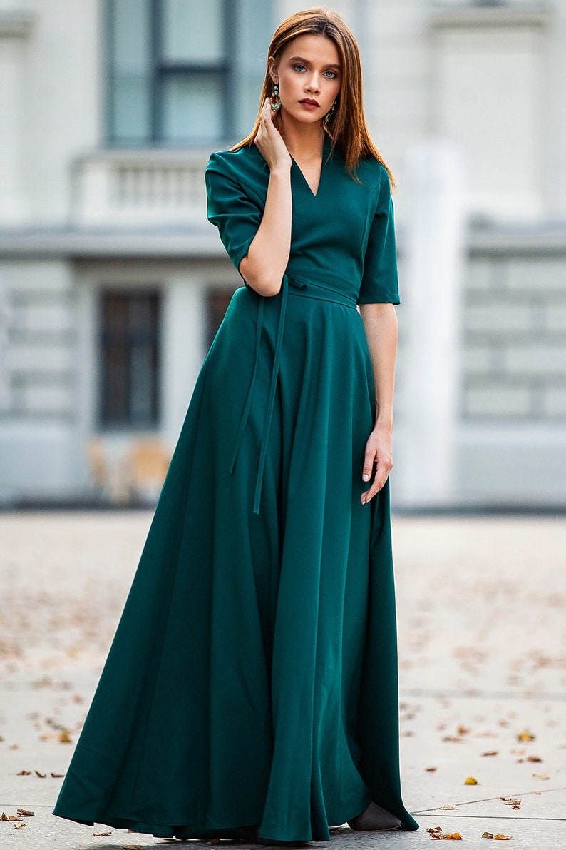 Dark Green Maxi Dress New Year Maxi Dress Cocktail Party Etsy — free download
