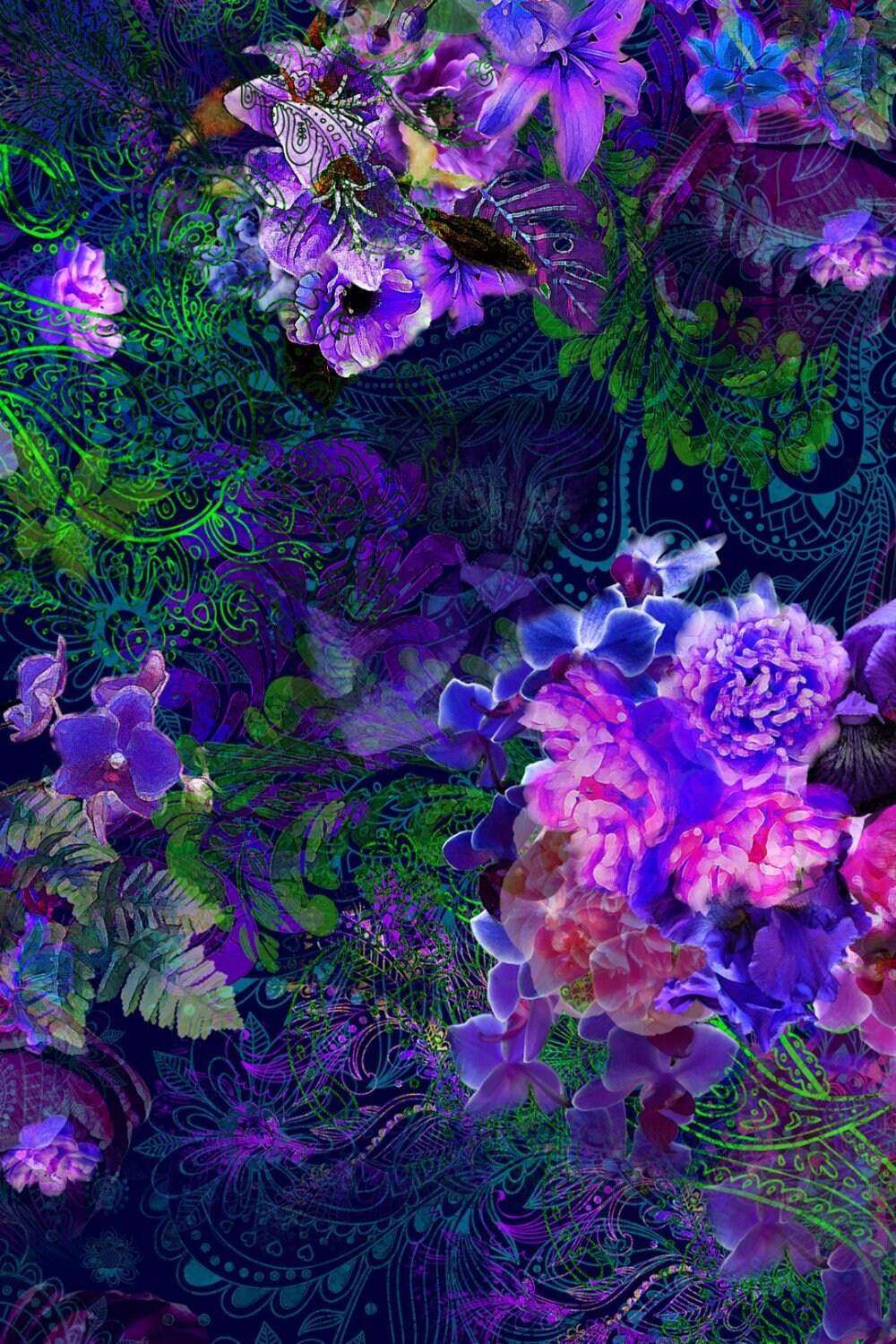 Purple Fabric Fabric With Purple Flower Print Colorful Etsy