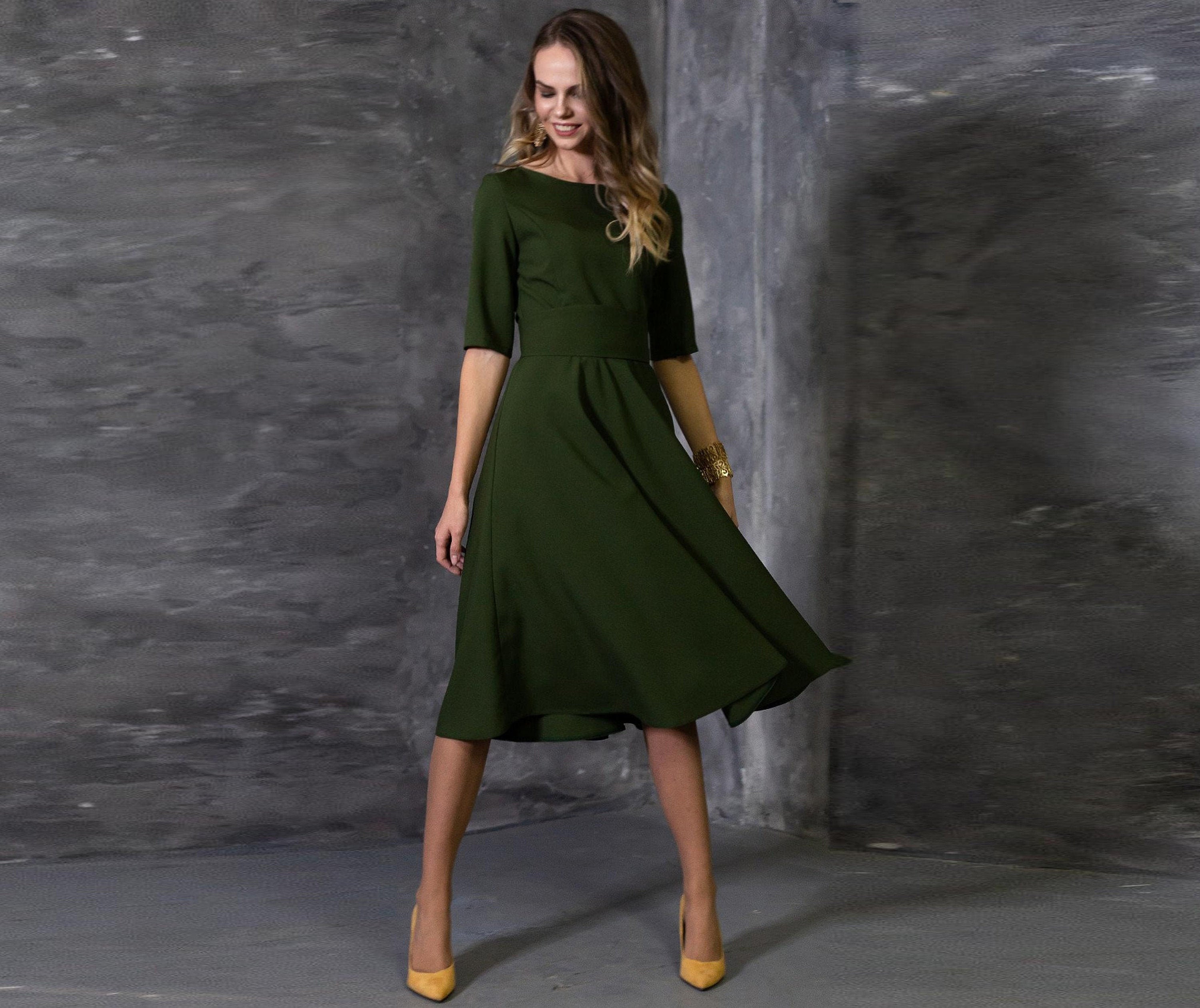 dark green dress for woman