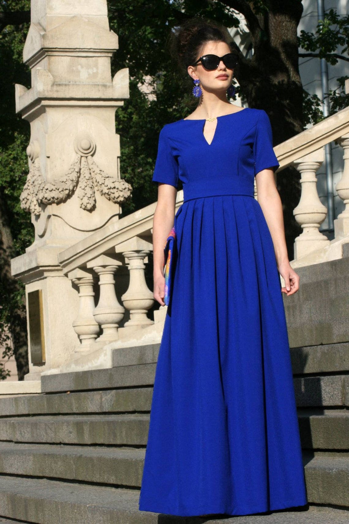 Plus Size Maxi Dress Blue Dress Boho Clothing Formal Dress | Etsy