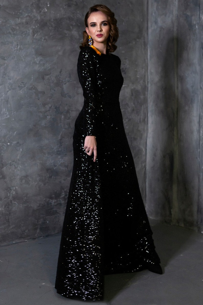 Glitter Dress Black Dress Maxi Dress Women Dress Floor Etsy