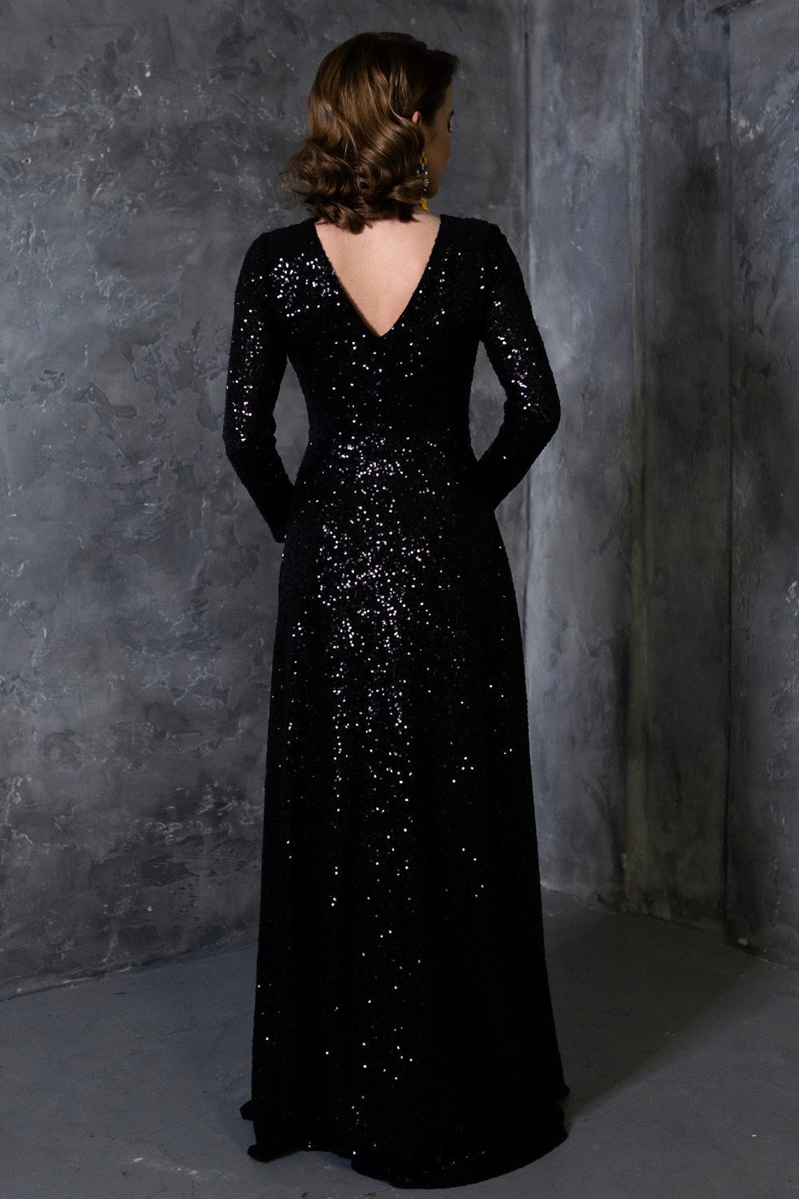 Glitter Dress Black Dress Maxi Dress Women Dress Floor Etsy