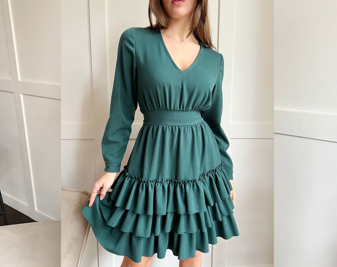 sweater dress midi Jasper Lydia Mini Dress by Article Number:0028 dusty green wedding guest dress