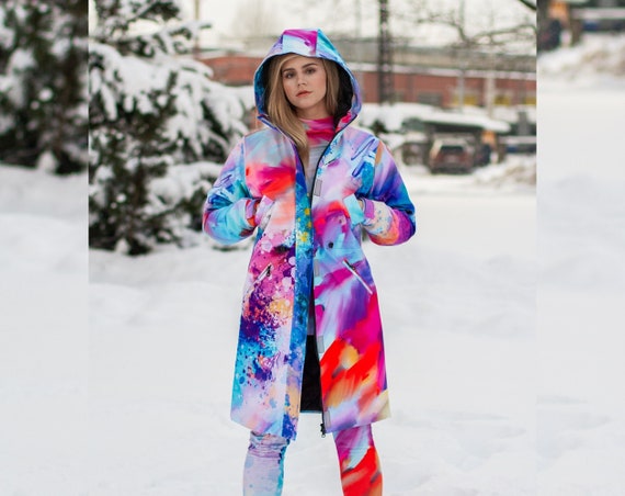Colorful Rain Coat Winter Parka Women 