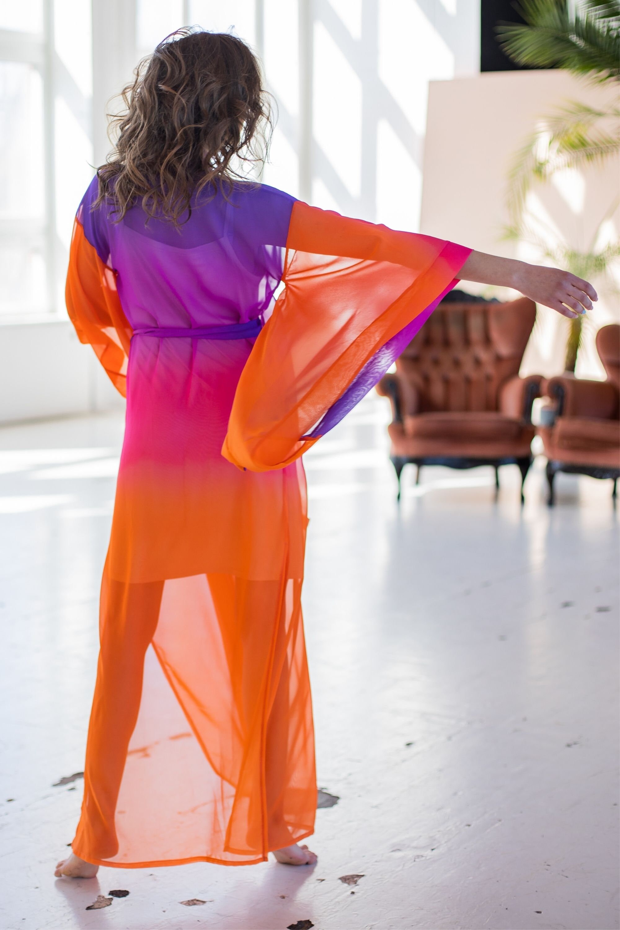 Kimono Dress, Chiffon Dress, Beach Dress, Kimono Robe Dress for Ladies, Colourful Dress, Long Summer Dress, Colour Transition, Elegant Dress - Etsy Kimono Dress, Chiffon Dress, Beach Dress, Kimono Robe Dress for Ladies, Colourful Dress, Long Summer Dress, Colour Transition, Elegant Dress - Etsy