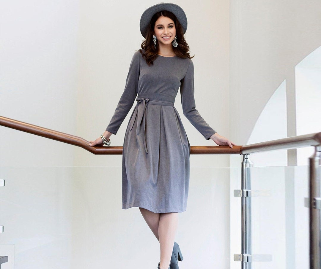 detached sleeve dress グレー　S Women's Asymmetrical long-sleeve dress | Grey | Diesel