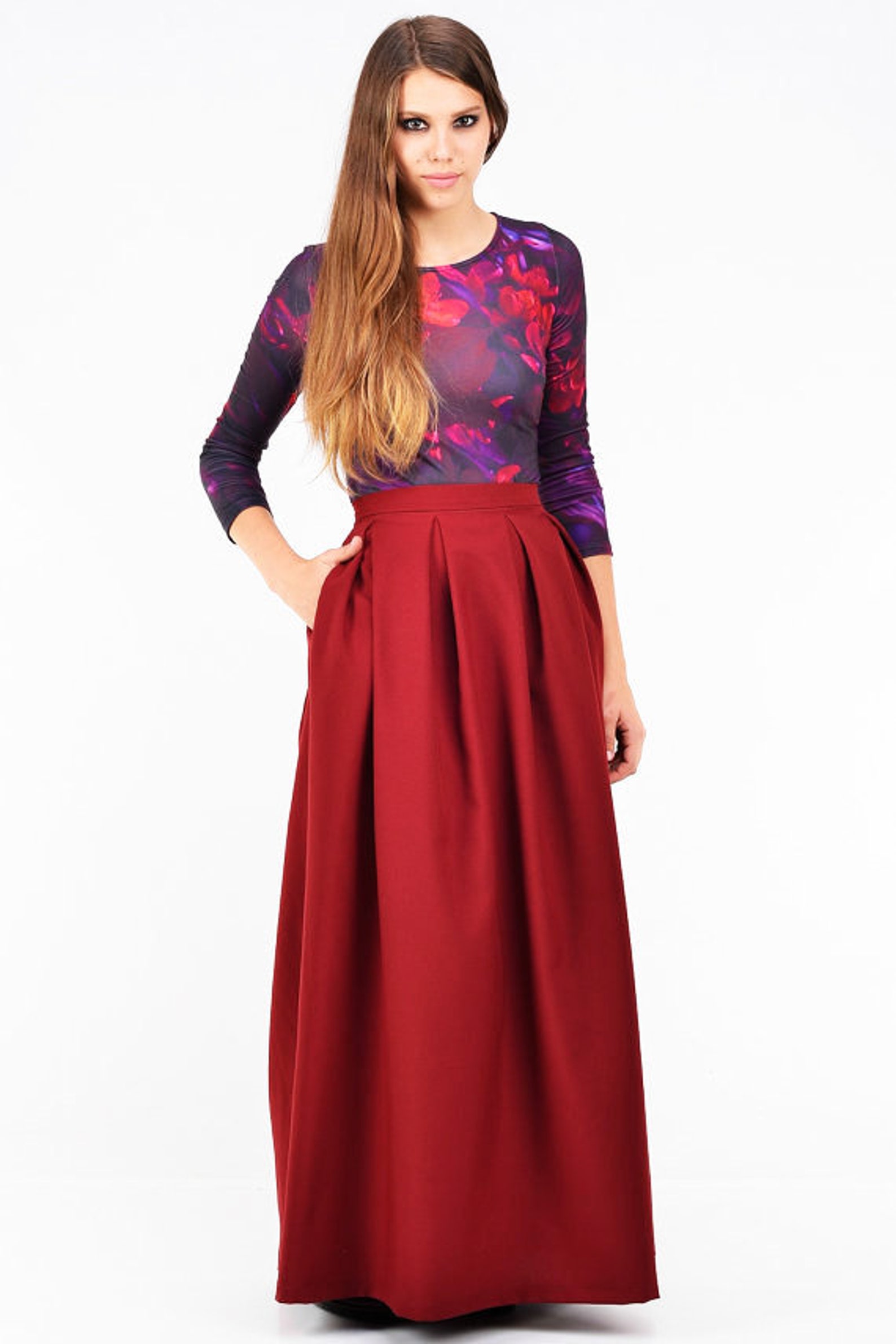 Long Maxi Skirt Wide Skirt Loose Skirt Swing Skirt Full Etsy