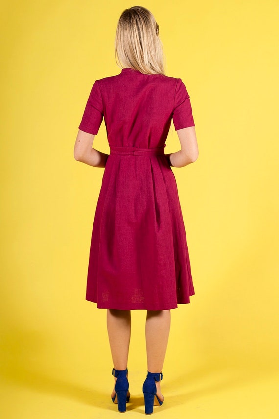 Buy Linen Dress, Shirt Dress, Linen Clothing, Plus Size Linen Dress,  Raspberry Linen Dress, Minimalist Dress, Summer Dress, Midi Linen Dress  Online in India - Etsy