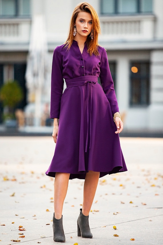 Purple Shirt Dress, Women Shirt Dress, Fall Dress, Plus Size