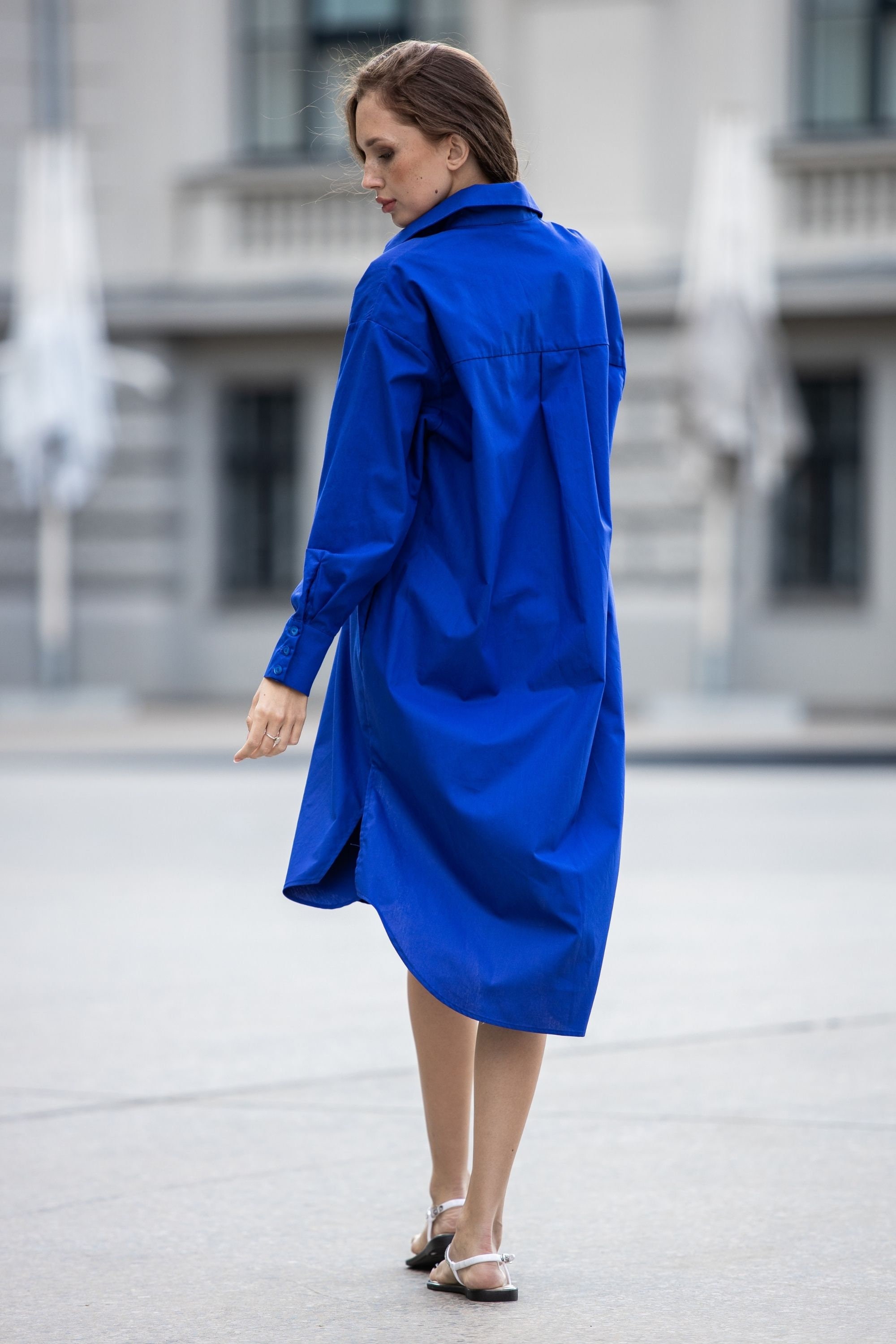 Blue Shirt Dress, Long Sleeve Dress, Collared Tunic Dress, Minimalist Clothes, Oversize Dress With Pockets, Women's Clothing, Plus Size Blue Shirt Dress, Long Sleeve Dress, Collared Tunic Dress, Minimalist Clothes, Oversize Dress With Pockets, Women's Clothing, Plus Size