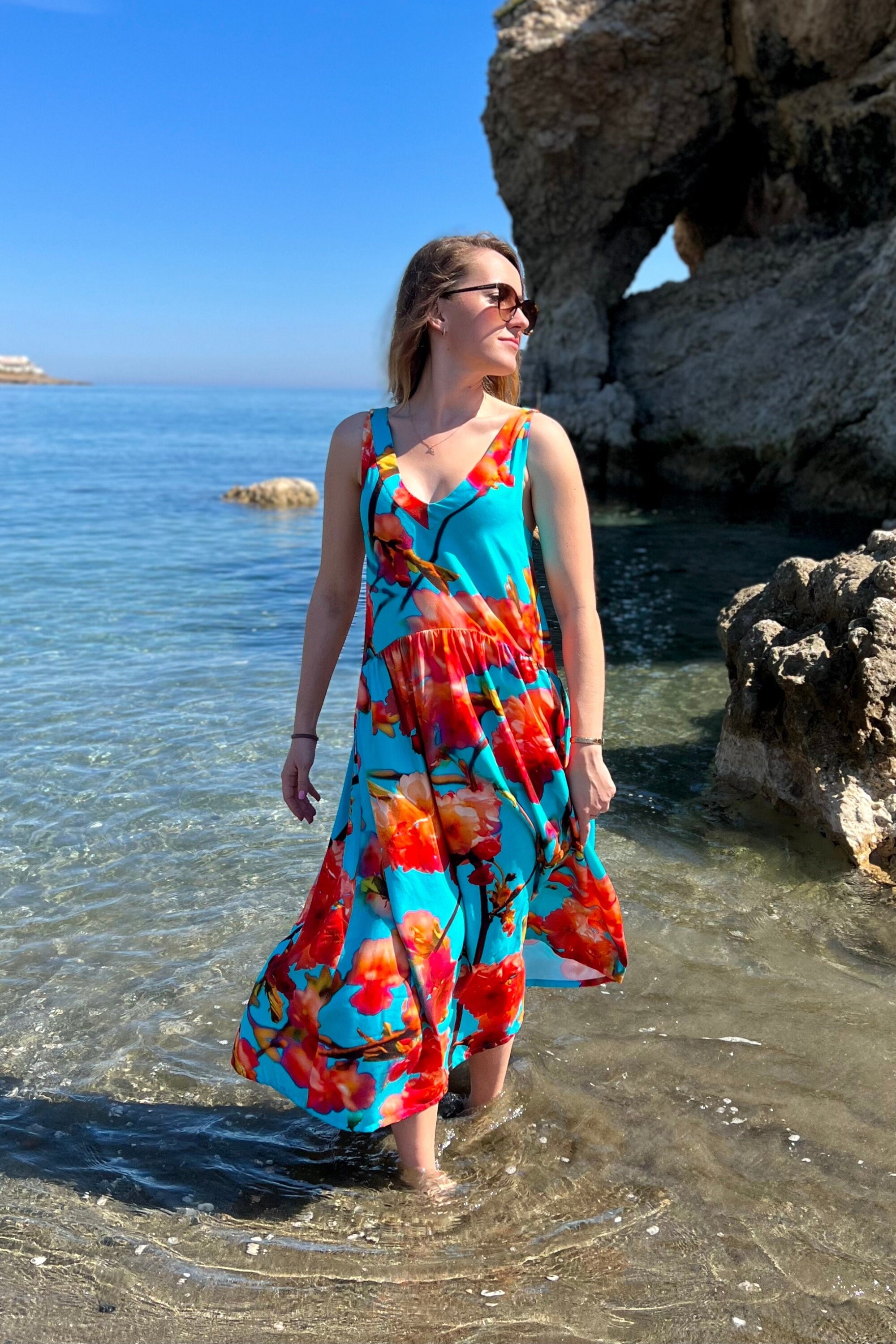knee length dresses for ladies Tropical Diaries Backless Dreamy Beach Dress