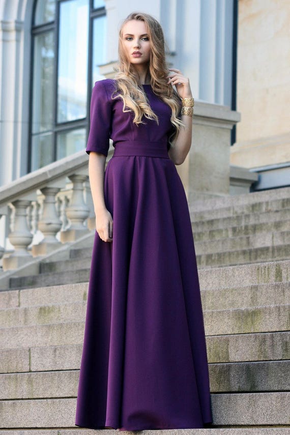 Paarse jurk kleding romantische vloerlengte - Nederland