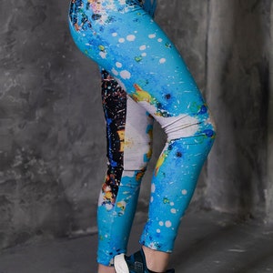 Women Leggings, Yoga Leggings, Colorful Leggings, Sexy Leggings, Summer Leggings, Maxi Leggings, Tight Pants, Festival Clothing, Oversized image 3