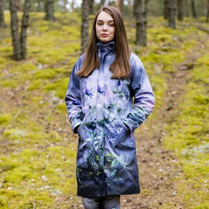 Elegant Raincoat, Waterproof Parka, Floral Parka, Rain Coat for Women, Colourful Parka, Spring Parka, Outwear, Printed Parka, Plus Size
